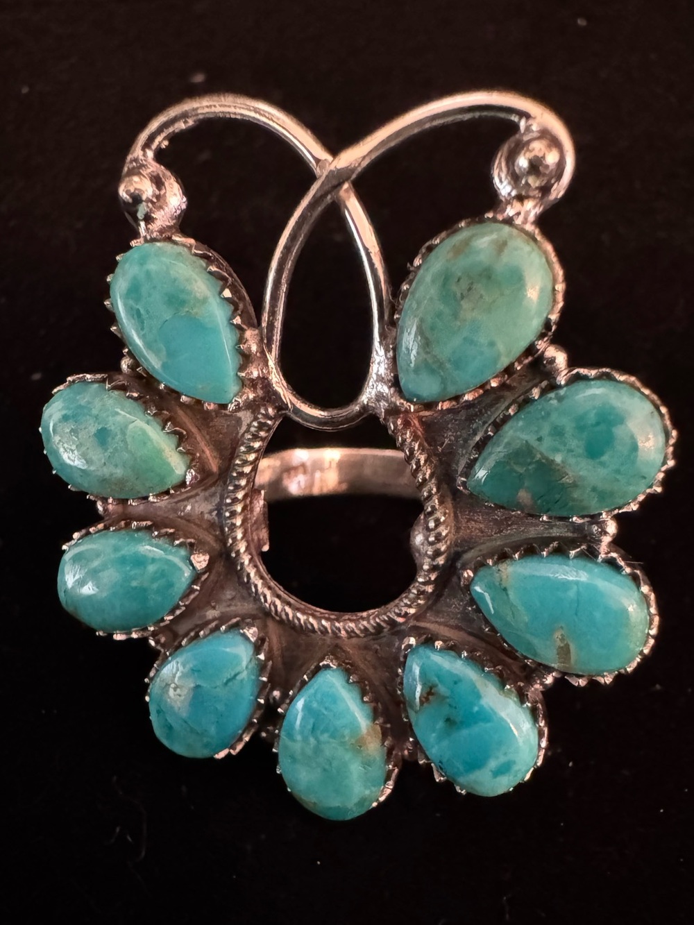 Sterling Silver blue moonTurquoise Teardrop Statement Ring - size 7.5